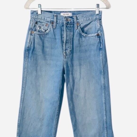 Re/Done Distressed Jeans Size 25 US 90s High Rise Loose in Worn Blue - Picture 8 of 11